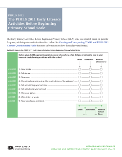 The PIRLS 2011 Early Literacy Activities Before Beginning Primary