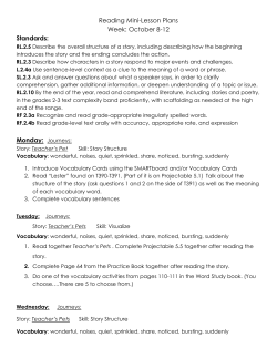 Reading Mini-Lesson Plans Week: October 8