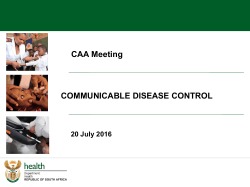 CAA Meeting COMMUNICABLE DISEASE CONTROL