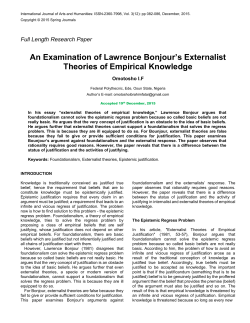 An Examination of Lawrence Bonjour`s Externalist Theories of