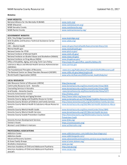 NAMI Kenosha County Resource List Updated Feb 21, 2017