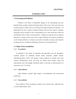 CHAPTER-I INTRODUCTION 1. Environmental Pollution 1.1 Major