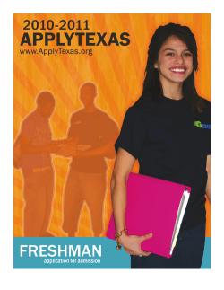 ApplyTexas Application Freshman Admission
