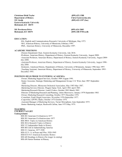 Curriculum Vitae - Department Of History