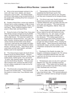 Medieval Africa Review: Lessons 66-68