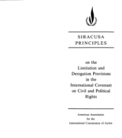SIRACUSA PRINCIPLES on the Limitation and Derogation