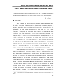 Immunity and Privileges of Diplomats and Their