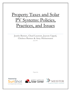 Property Taxes and Solar PV Systems: Policies, Practices, and Issues
