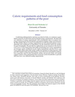 Caloric requirements and food consumption patterns of the poor