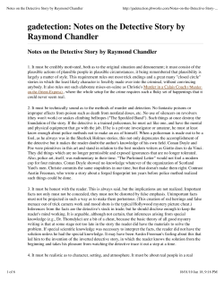 Notes on the Detective Story by Raymond Chandler