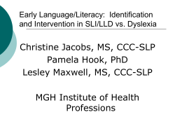 Early Language/Literacy: Identification and Intervention in