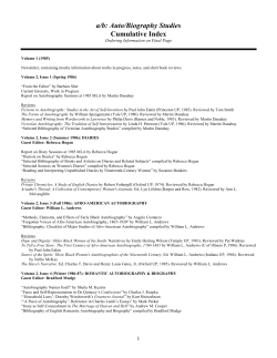 a/b: Auto/Biography Studies Cumulative Index