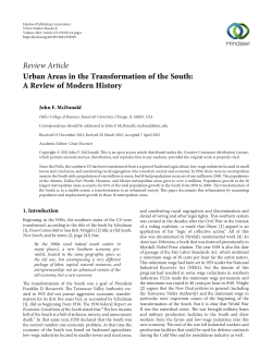 Urban Areas in the Transformation of the South: A Review of Modern