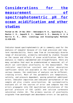Considerations for the measurement of spectrophotometric pH for