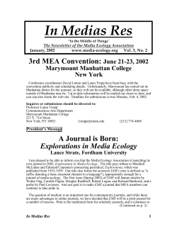 In Medias Res - Media Ecology Association