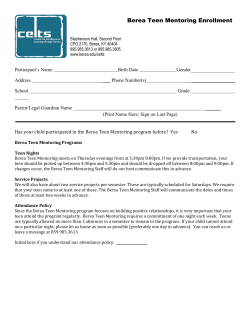 Berea Teen Mentoring Enrollment