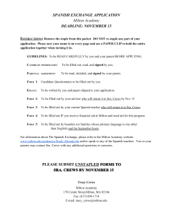 SPANISH EXCHANGE APPLICATION Milton Academy DEADLINE