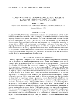 CLASSIFICATIONS OF DRIVING EXPOSURE AND ACCIDENT