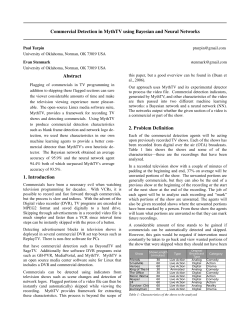 Commercial Detection in MythTV using Bayesian and Neural Networks