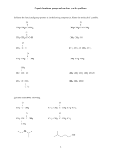 Organic functional groups and reactions practice