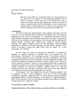 Outline for the &ldquo;Cognitive Capitalism&rdquo; paper