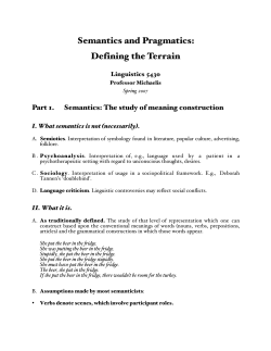 Semantics and Pragmatics: Defining the Terrain