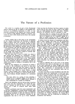 The Nature of a Profession