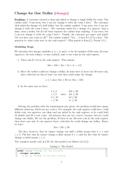 Change for One Dollar (change) - A Mathematical Modeling Language