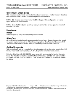 Technical Document:QCI-TD047 QuickSilver Controls, Inc