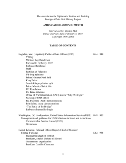 1 The Association for Diplomatic Studies and Training Foreign