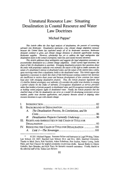 Situating Desalination in Coastal Resource and Water Law Doctrines