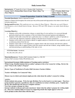 Daily Lesson Plan Lesson Preparation: Goals for Today`s