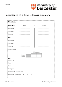 Inheritance of a Trait &ndash; Cross Summary