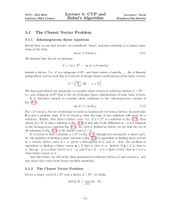 Lecture 5: CVP and Babai`s Algorithm 5.1 The Closest Vector Problem