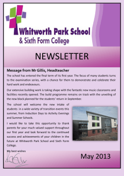 NEWSLETTER - Whitworth Park School
