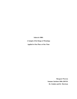 Salem in 1800 - Salem: Place, Myth, and Memory