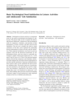 Basic Psychological Need Satisfaction in Leisure Activities and