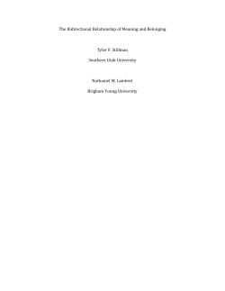 The Bidirectional Relationship of Meaning and Belonging Tyler F