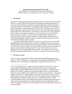 1 Agreement between arguments? Not really*&bull; Maria Polinsky,a