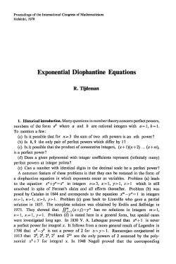 Exponential Diophantine Equations - International Mathematical Union