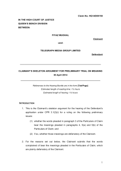 Claimant`s skeleton argument