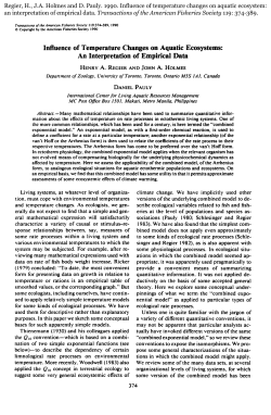 Influence of Temperature Changes on Aquatic Ecosystems: An