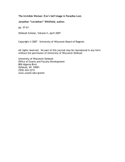 The Invisible Woman: Eve`s Self Image in Paradise Lost. Jonathan