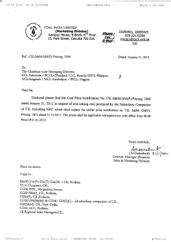 Price Notification 31.01.2012