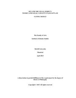 SEX AND THE LEGAL SUBJECT: WOMEN AND