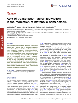 Role of transcription factor acetylation in the regulation of metabolic