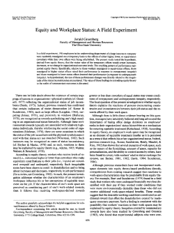 Equity and Workplace Status: A Field Experiment