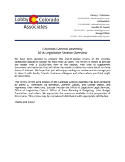 Colorado General Assembly 2016 Legislative Session Overview