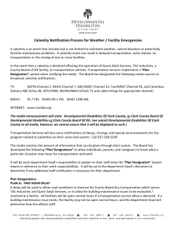 Calamity Notification Process for Weather / Facility