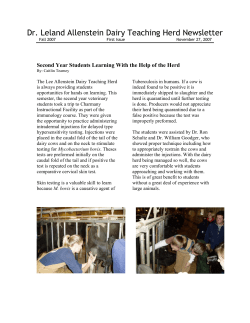 Dr. Leland Allenstein Dairy Teaching Herd Newsletter